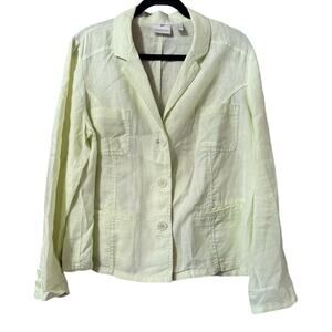 Chico's 2/L Lime Jacket 100% Linen button front lightweight Easter Spring